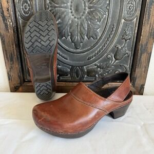 Dansko Pearl Leather Slingback Heeled Clogs Sz 39 (8.5/9 US) Professional Nurse